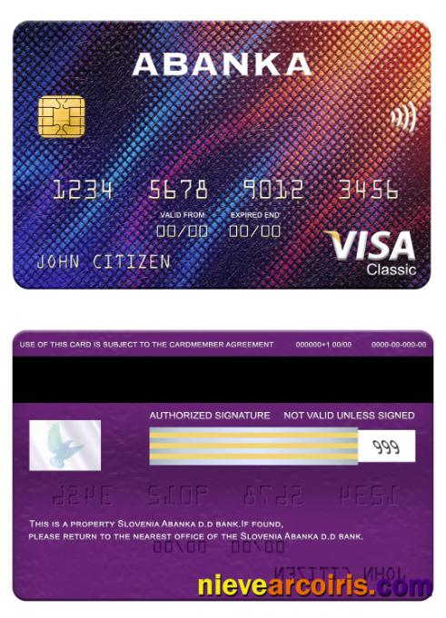 Slovenia Abanka d.d bank visa classic card